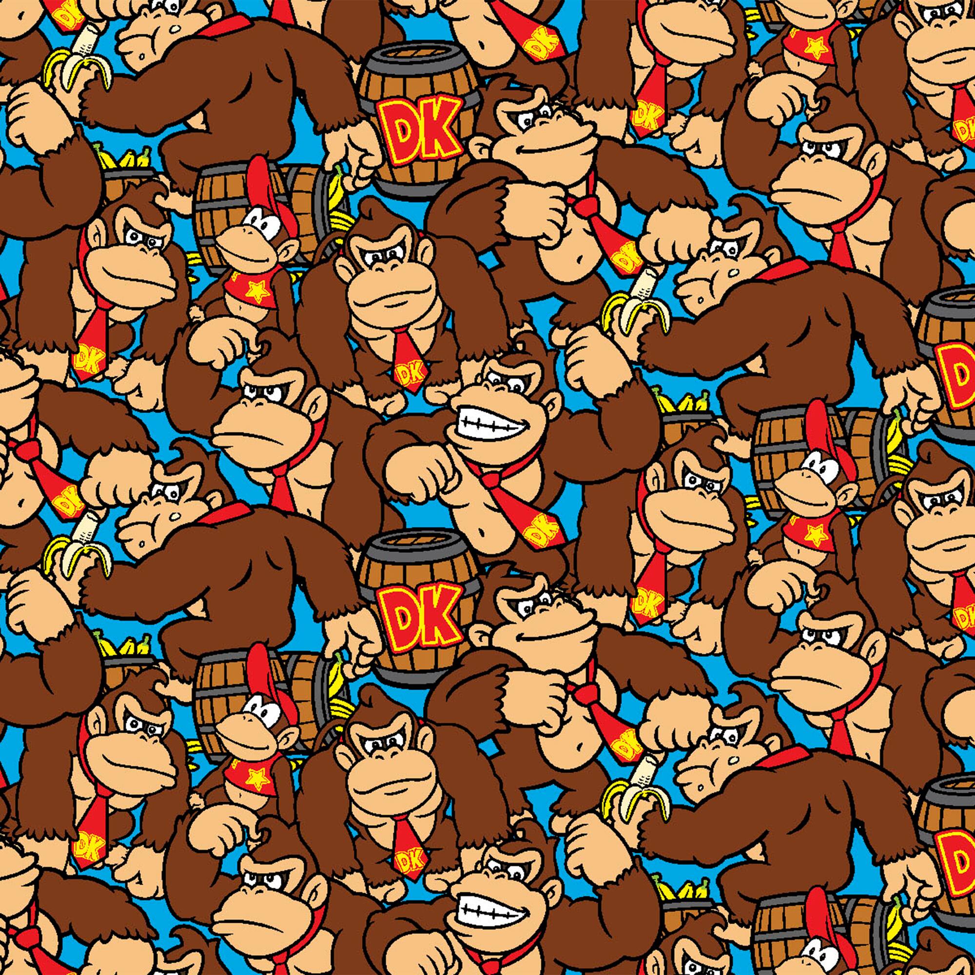 Brown Donkey Kong Allover Quilting Cotton Fabric